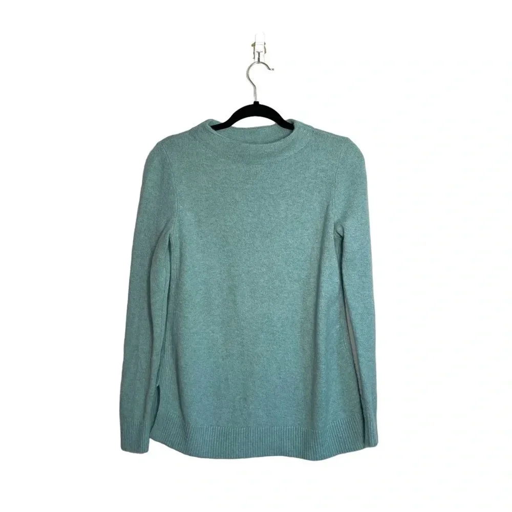LOFT Aqua Mock Neck Wool Blend Plush Yarn Pullover Sweater Small Women’s